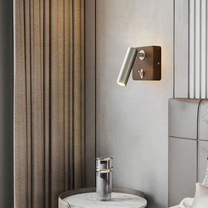 Camille Messing- und Holz-Wandleuchte E27 mit Schalter Moderne Akzentbeleuchtung