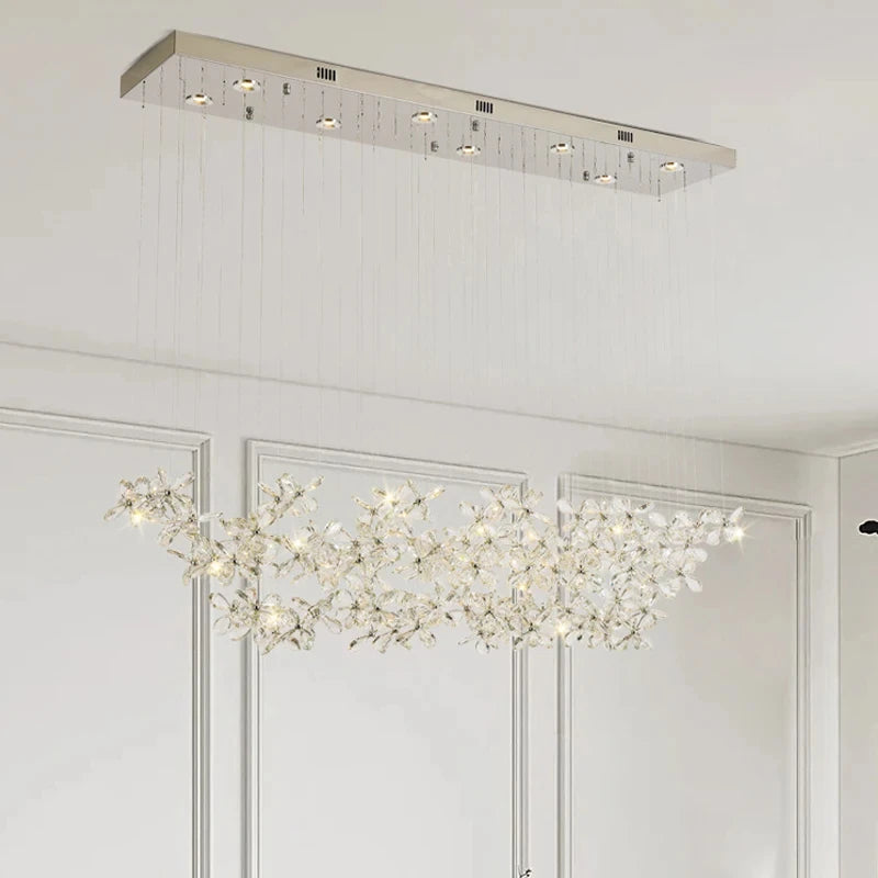 Modern Luxury Flower Crystal LED Pendant Light for Home and Restaurant