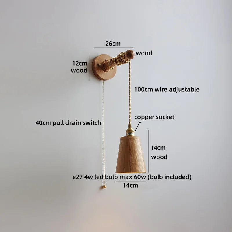 Élodie Nordische Keramik Holz LED Wandleuchte E27 Stecker