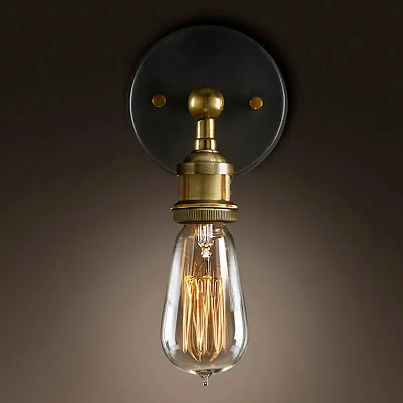 Élise Industrielle Retro E27 Wandleuchte Schwarz Gold Loft Wandlampe