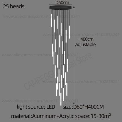 Colette Minimalist Nordic LED Staircase Chandelier