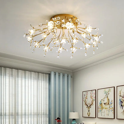 Eléonore Gold Crystal Branch Tree Ceiling Light