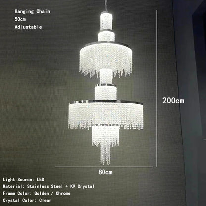 Camille Crystal Tassel Staircase Chandelier Luxury Ceiling Light