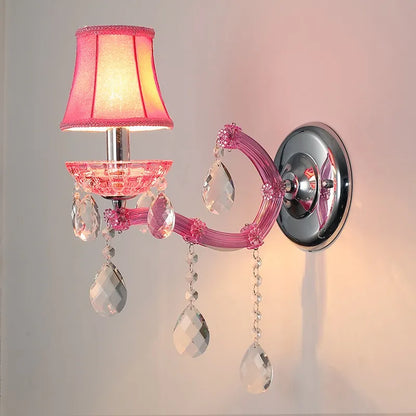 Europäische Kinderzimmer Schlafzimmer Wandlampen Prinzessin Warme Rosa Kristall Leuchte Wohnzimmer Hintergrund Wand LED-Leuchten Lampen