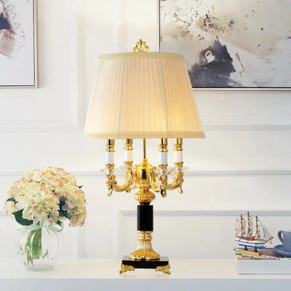 Élysée Luxuriöse Schwarz-Goldene Kristall-Tischlampe