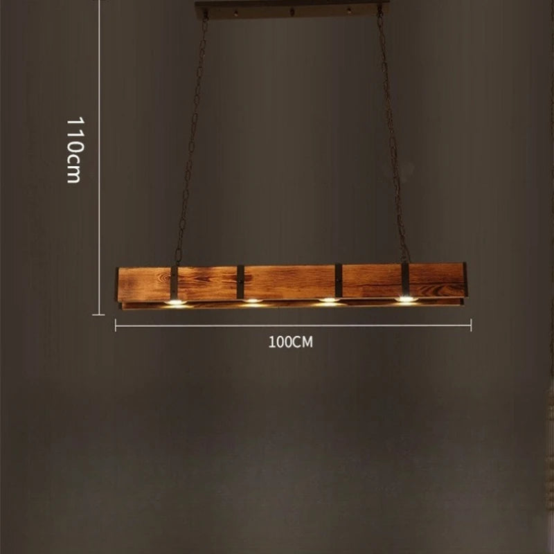 Élodie Industrial Wood Beam Pendant Light