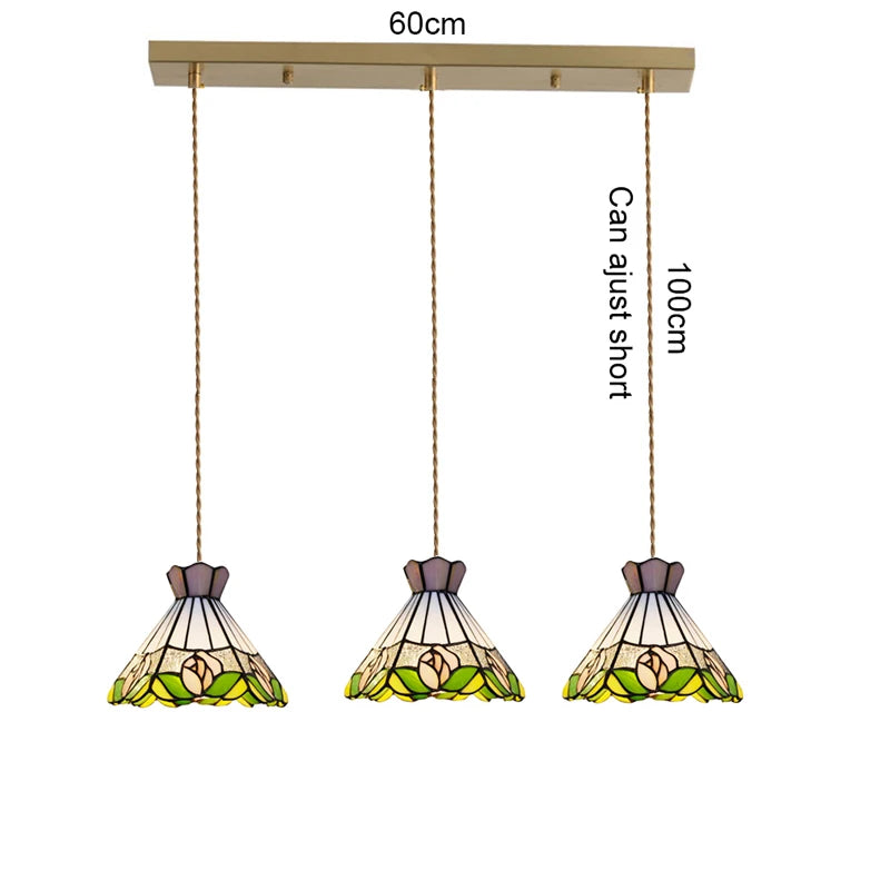 Camille Retro Buntglas-Pendelleuchte E27