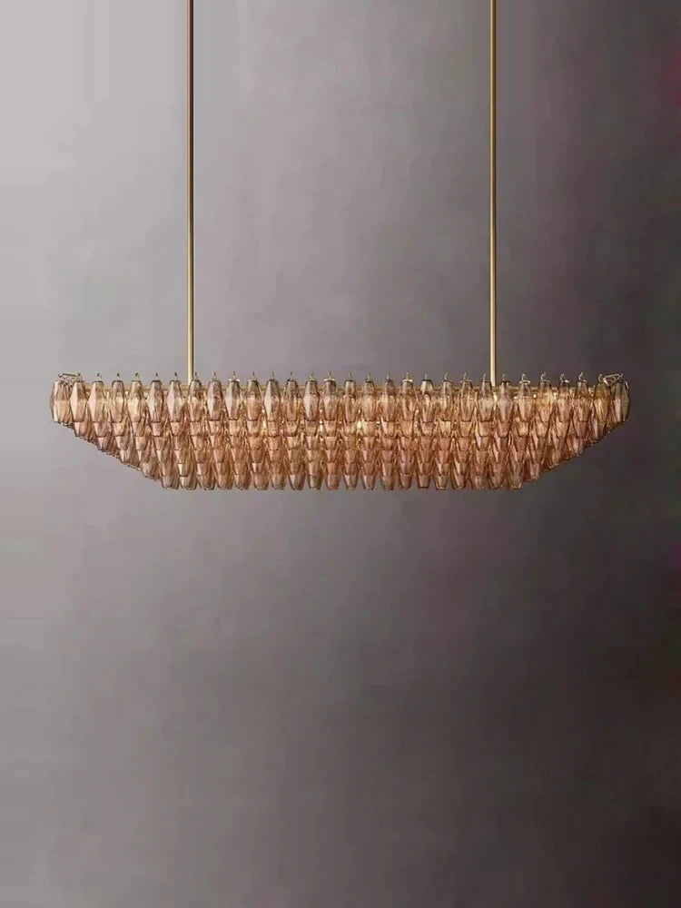Retro Champagner Pendelleuchte für große Wohnzimmerbeleuchtung
