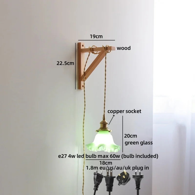 Élodie Nordische Keramik Holz LED Wandleuchte E27 Stecker
