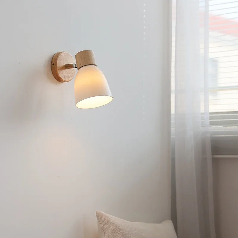 Chloé Ceramic Wall Light with Wood Accent