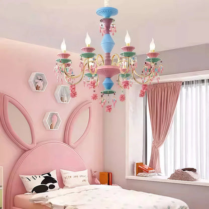 Französischer Landhausstil Deckenleuchter Esszimmer, Kinderzimmer, Prinzessinnenzimmer farbiger europäischer Kronleuchter