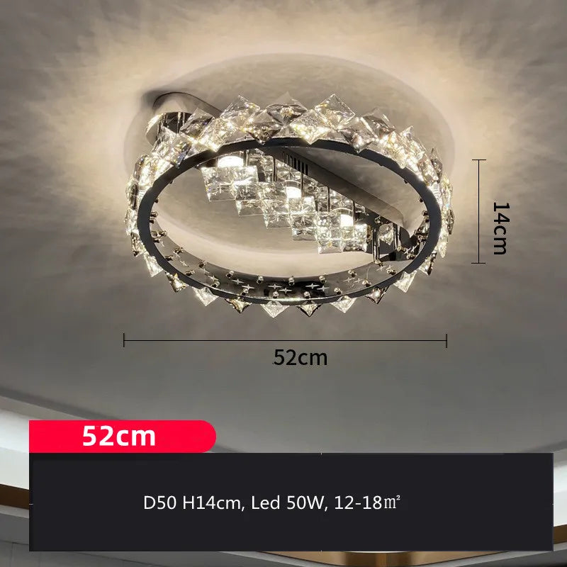 Sophie Moderne Chrom Kristall Ring LED Deckenleuchte Foyerlampe