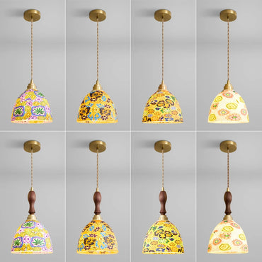 Isabelle Muschelglas-Pendelleuchte Art Deco Nachttischlampe