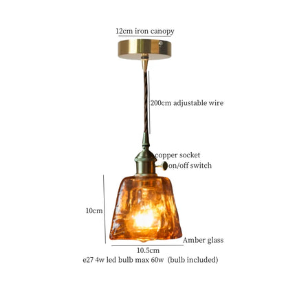 Élise Vintage Cracked Glass Copper LED Pendant Lamp Loft Style