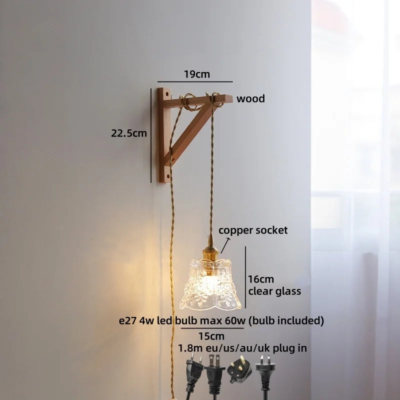 Élodie Nordische Keramik Holz LED Wandleuchte E27 Stecker