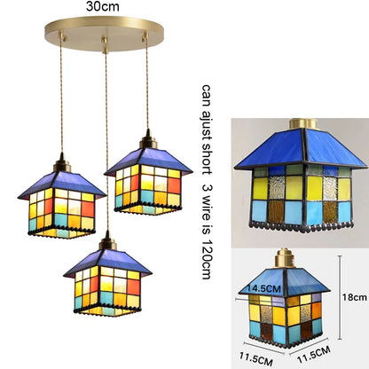 Camille Retro Buntglas-Pendelleuchte E27