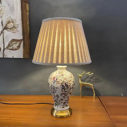 Amerikanische Retro-Keramik-LED-Stehleuchte mit dekorativem bedrucktem Finish