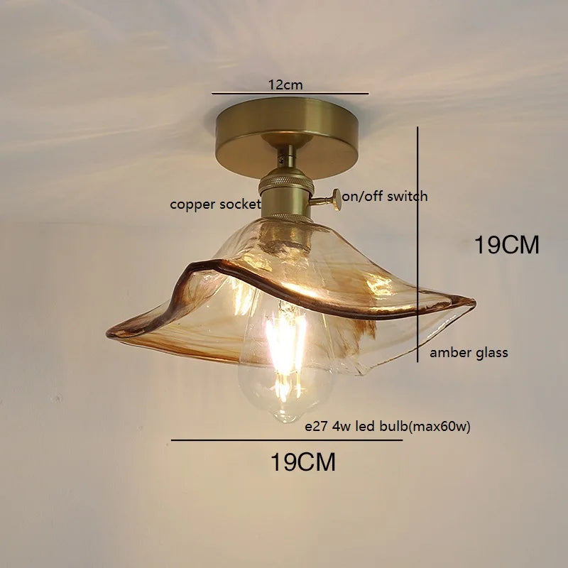 Éloise Amber Glas Kupfer Deckenleuchte