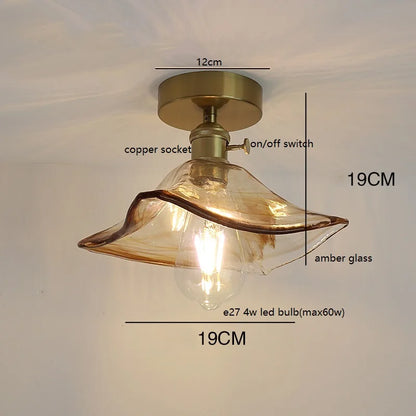 Éloise Amber Glas Kupfer Deckenleuchte