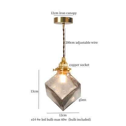 Élise Vintage Cracked Glass Copper LED Pendant Lamp Loft Style