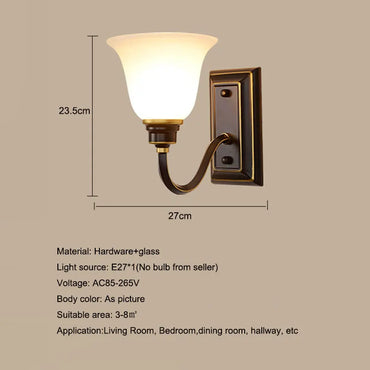 Sophie Landhaus Glas Wandlampe E27 Einflammige Flurlampe