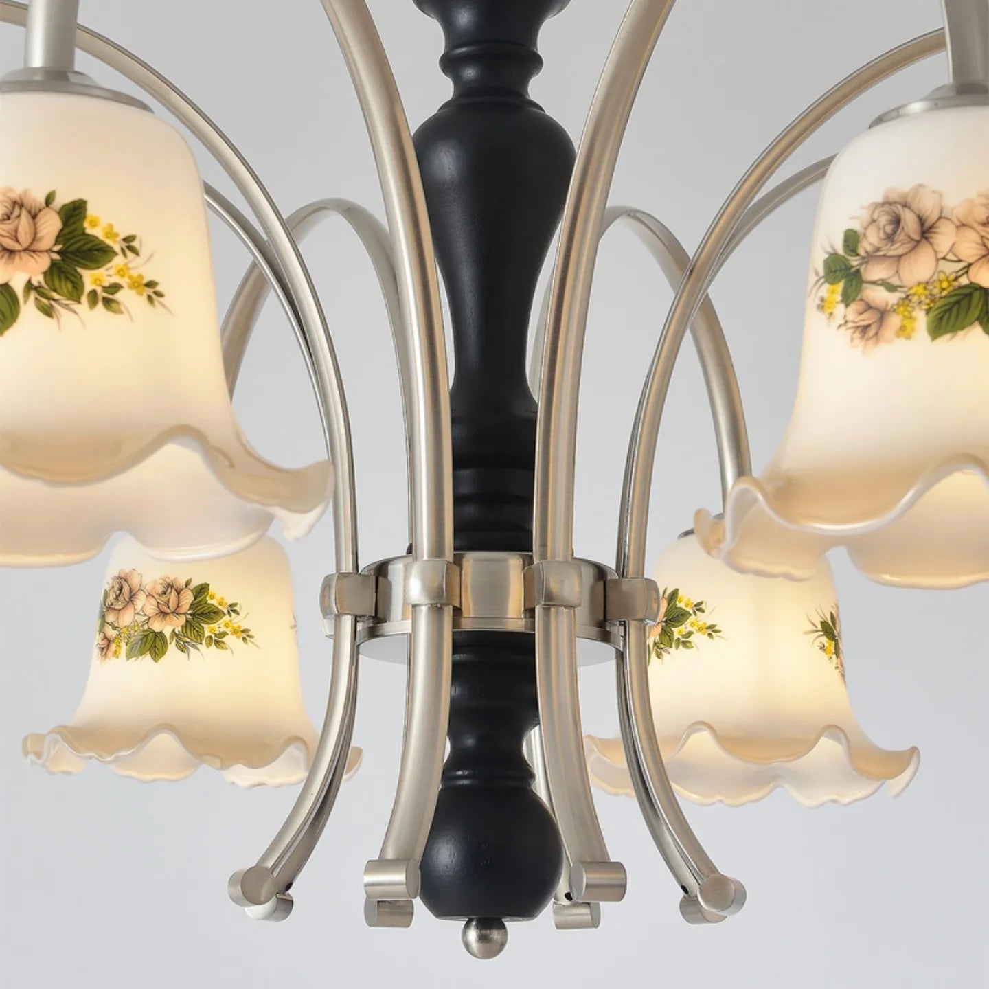 Camille Französisch Creme Holz Luxus Ketten-Pendelleuchte