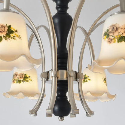 Camille Französisch Creme Holz Luxus Ketten-Pendelleuchte
