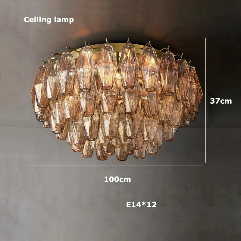 Retro Champagner Pendelleuchte für große Wohnzimmerbeleuchtung