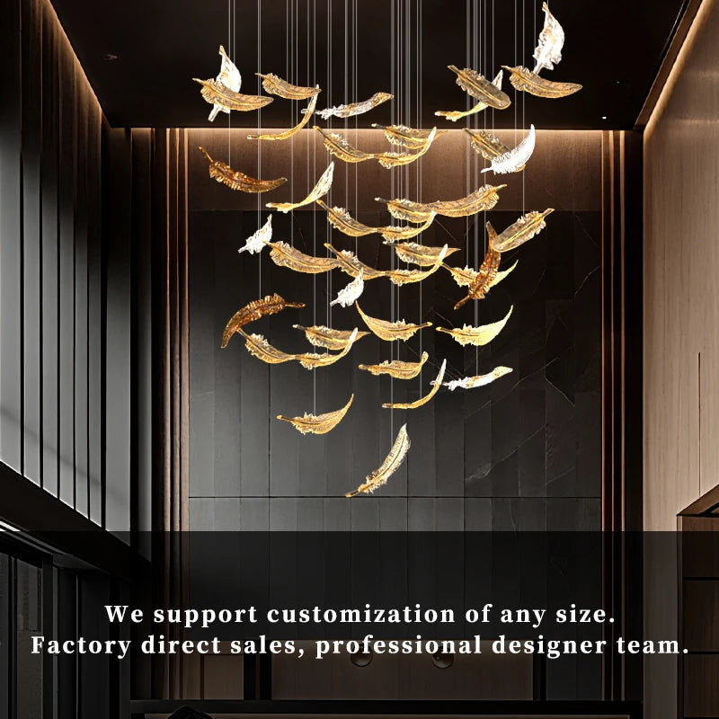 Aurelio Luxury Duplex Hotel Lobby Glass Stone LED Chandelier