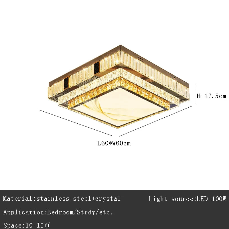 Celestia Gold Kristall Deckenleuchte mit bündigem LED