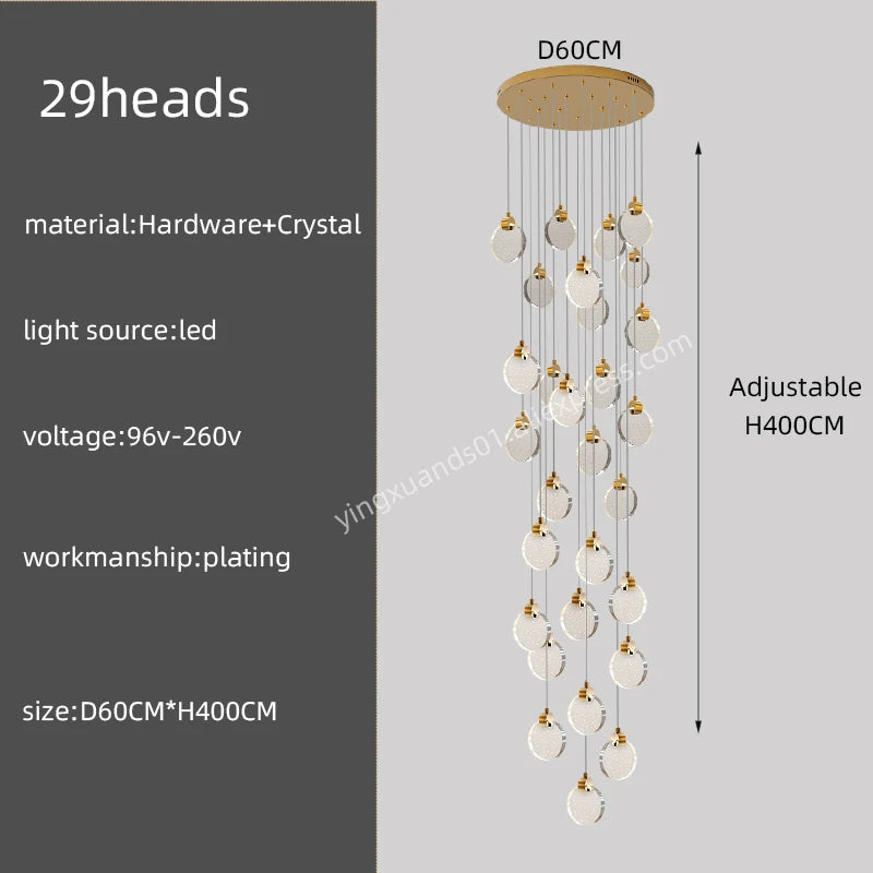 Anastasia Crystal Staircase Pendant Chandelier for Luxury Loft Spaces