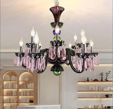 Decora Bunte Kristall-Kronleuchter Moderne LED-Pendelleuchte für Wohnzimmer E14 AC Kristall-Lüster für das Wohnzimmer Heimdekoration