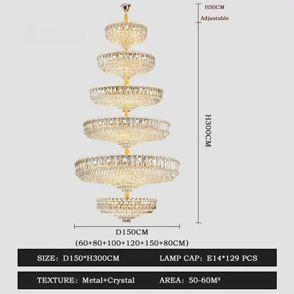 Camille französischer Luxus-Kronleuchter mit langen Kristallen, goldene LED, großartige Lobby-Leuchte