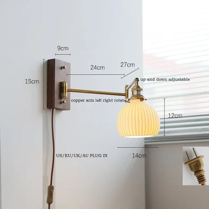 Colette Wood & Copper Adjustable Wall Light