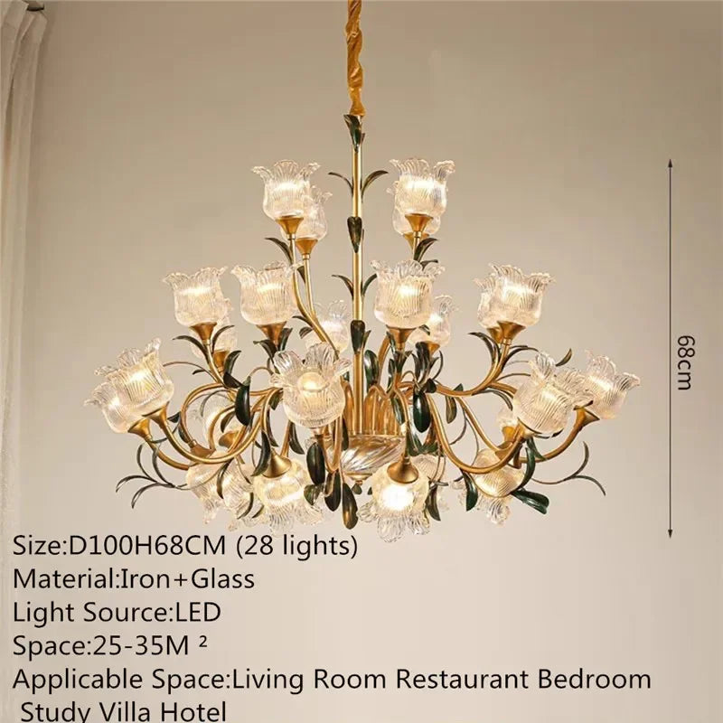 Évelyne Floral Glass Chandelier for Luxury Dining & Lobby Spaces
