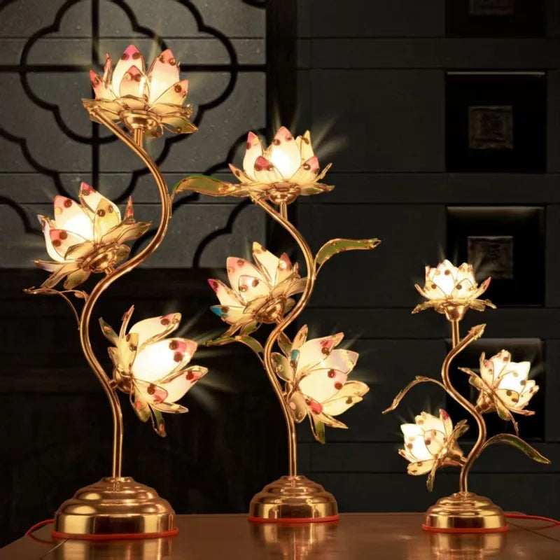 Camille Lotus Farbwechselnde LED-Seiden-Tischleuchte E27
