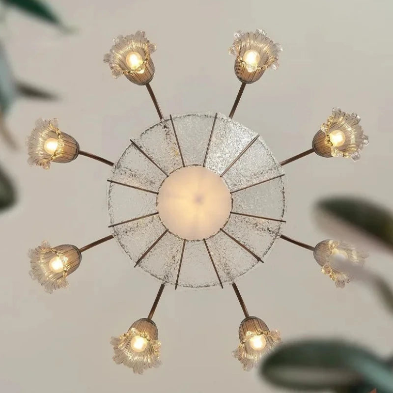 Vintage Blumen Glas LED Pendelleuchter