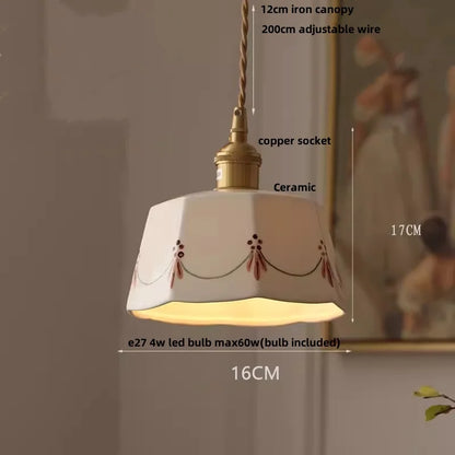 Élise Rose Blumen Keramik LED Pendelleuchte Nordisches Holz