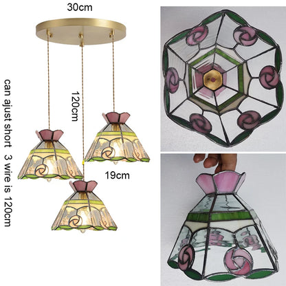 Camille Retro Buntglas-Pendelleuchte E27