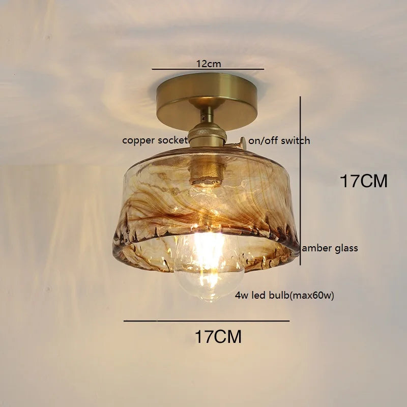 Éloise Amber Glas Kupfer Deckenleuchte