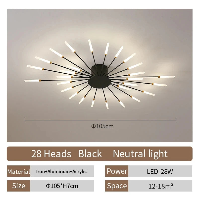Celeste Nordic Fireworks LED Ceiling Chandelier for Modern Interiors