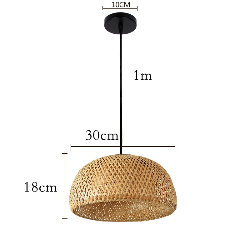 Élise Bambus handgestrickte Pendelleuchte E27 Japanischer Stil Lampe