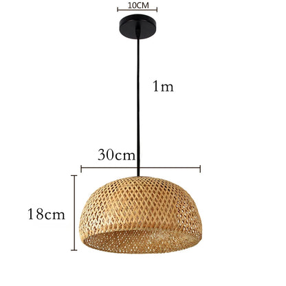 Élise Bambus handgestrickte Pendelleuchte E27 Japanischer Stil Lampe