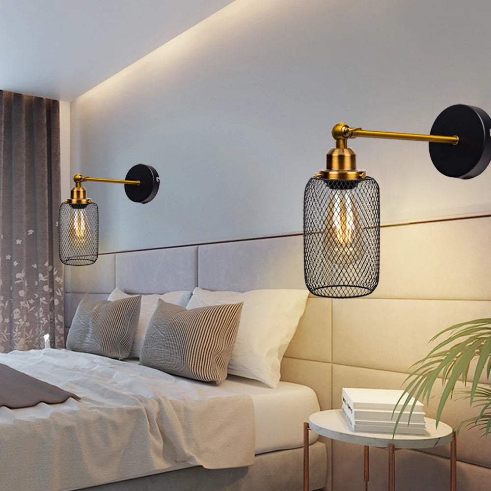 Élise Retro Holz Industrie Wandleuchte E27 LED Loft Wandlampe