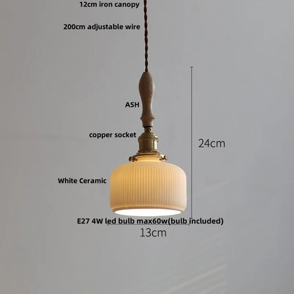 Élise Rose Blumen Keramik LED Pendelleuchte Nordisches Holz