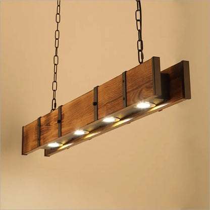 Élodie Industrial Wood Beam Pendant Light