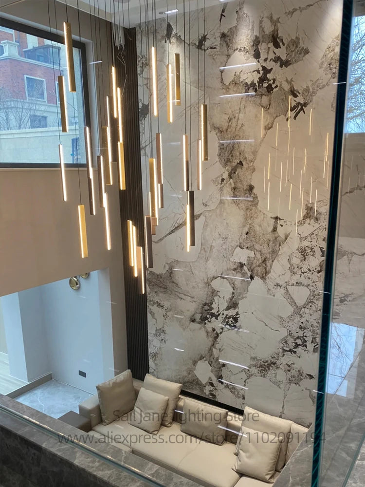 Élise Nordic Square LED Treppenhaus Pendelleuchte Kronleuchter
