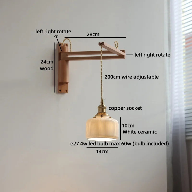 Elise Keramik-Holz-Wandleuchte für Nachttisch & Badezimmer