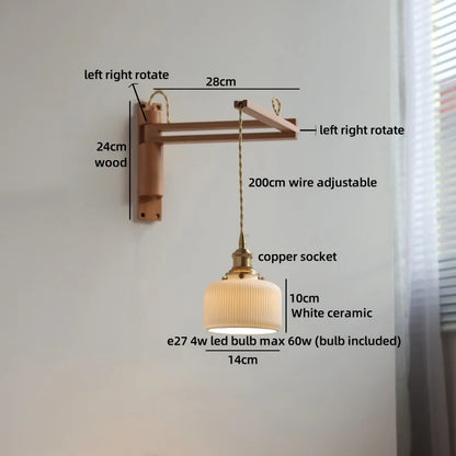 Elise Keramik-Holz-Wandleuchte für Nachttisch & Badezimmer