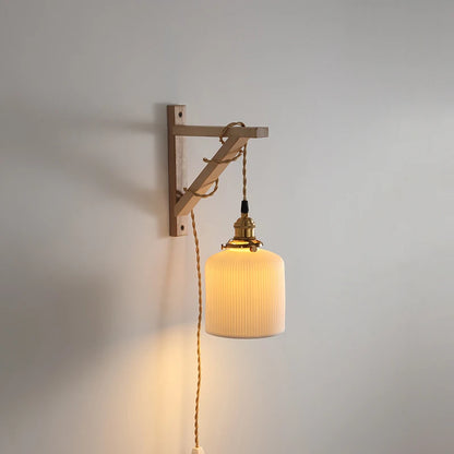 Élodie Nordische Keramik Holz LED Wandleuchte E27 Stecker